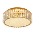 Hotel Gold Flush Mount Ceiling Lighting Round Crystal Chandelier for Bedroom
