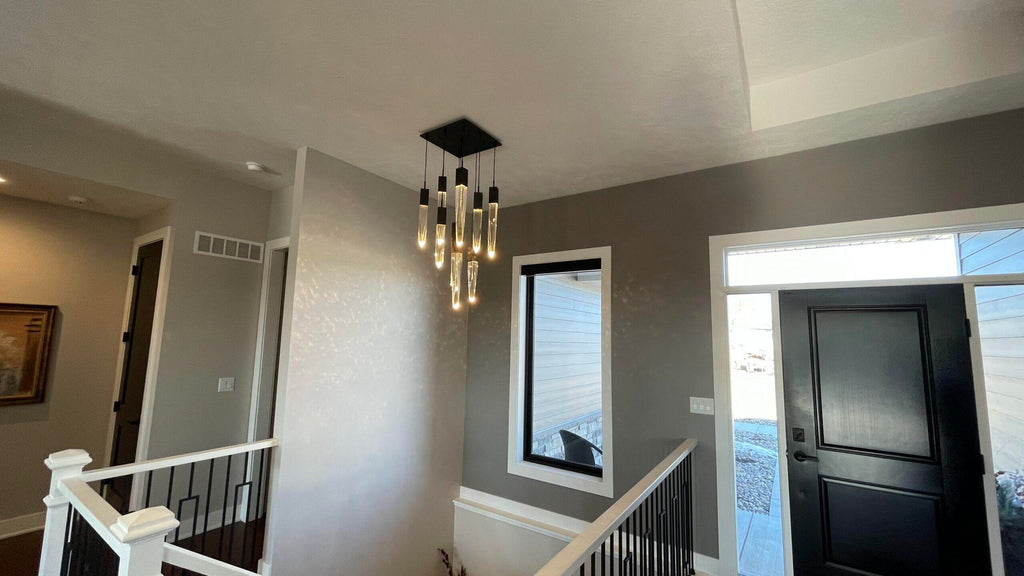 Modern Light Luxury Round / rectangle Ceiling Pendant Light in Black Finish for Kitchen Island / Staircase /