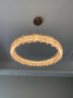 Modern Round Natural Stone Crystal Chandelier