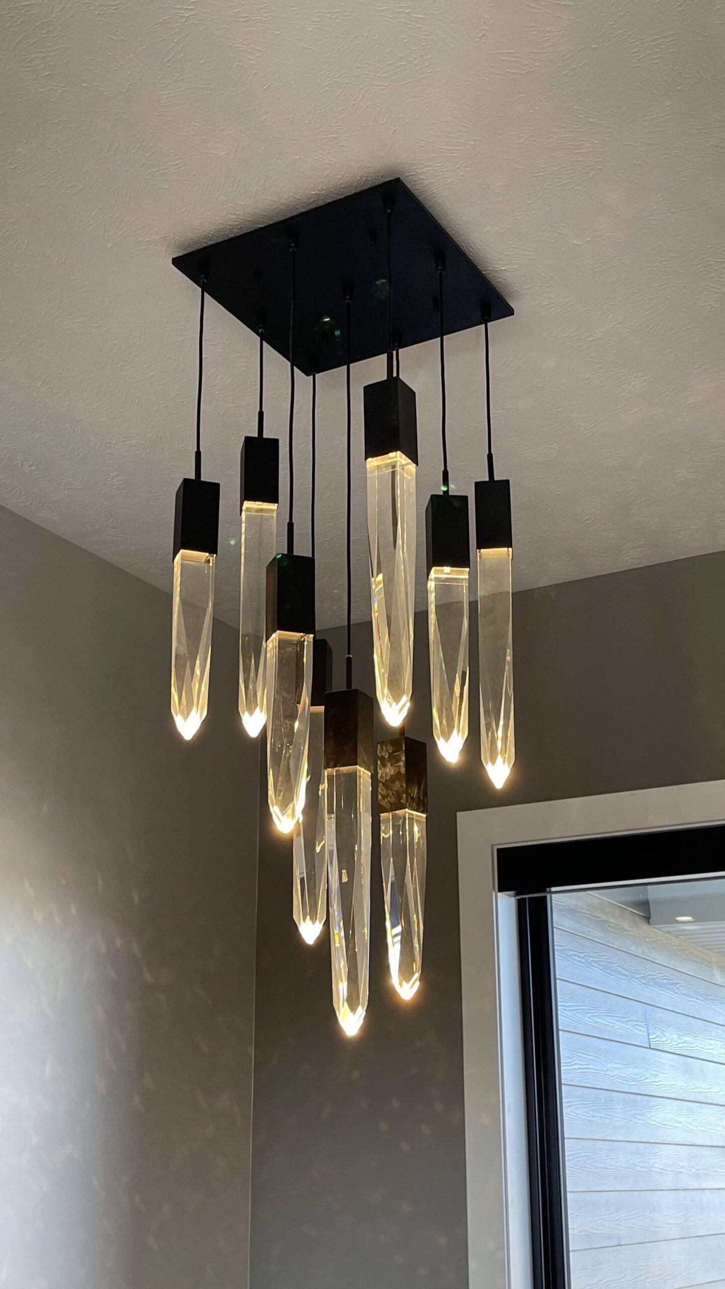 Modern Light Luxury Round / rectangle Ceiling Pendant Light in Black Finish for Kitchen Island / Staircase /