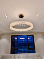 Modern Round Natural Stone Crystal Chandelier