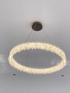 Modern Round Natural Stone Crystal Chandelier