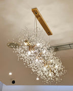 Dandelion Crystal Chandelier Light Firefly / Glowworm Hanging Lamp Pendant for Rectangle Dining Room