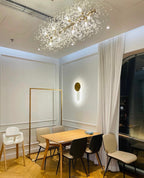 Dandelion Crystal Chandelier Light Firefly / Glowworm Hanging Lamp Pendant for Rectangle Dining Room