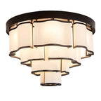 Modern Flush Mounted 3 / 4 / 5-Tier Round Acrylic Chandelier in Black Finish