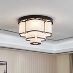 Modern Flush Mounted 3 / 4 / 5-Tier Round Acrylic Chandelier in Black Finish