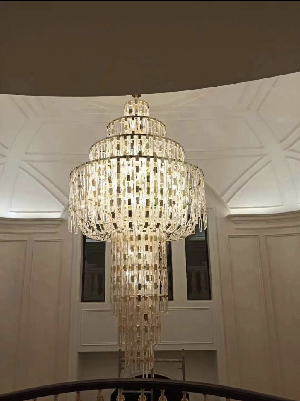 Luxury Multi-Tiered Crystal Glass Buckles Chandelier for High-Ceiling
