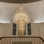 Luxury Multi-Tiered Crystal Glass Buckles Chandelier for High-Ceiling