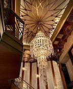 Luxury Multi-Tiered Crystal Glass Buckles Chandelier for High-Ceiling