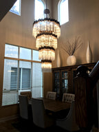 Large Elegant Multi-Layers Glam Glass Chandelier for High-Ceiling Staircase / entryway / living / meeting Room