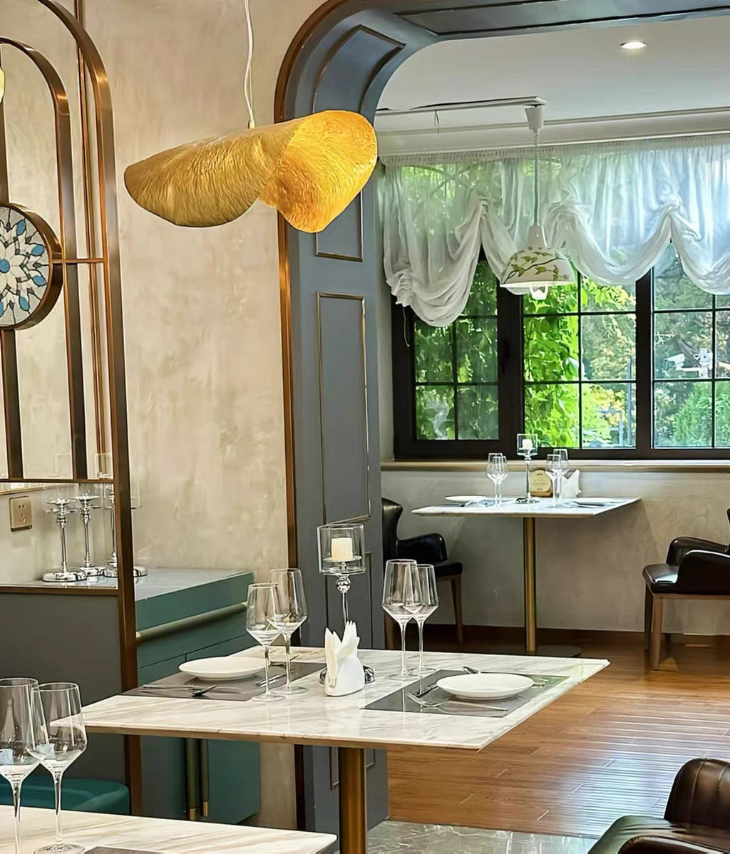 Postmodern Brass Pendant Lighting with Withered Leaf Shape, High-Quality Finish