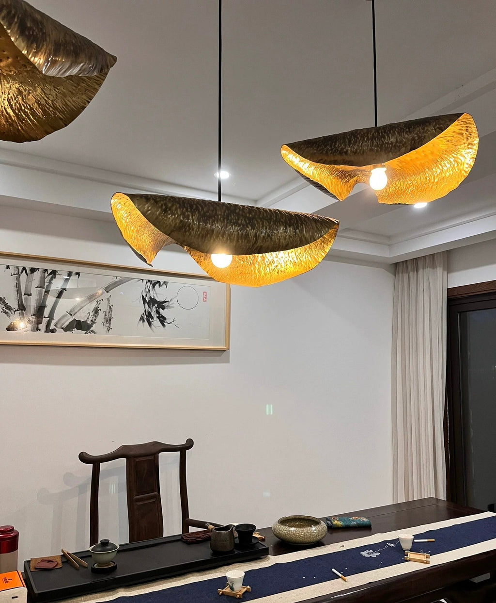 Postmodern Brass Pendant Lighting with Withered Leaf Shape, High-Quality Finish