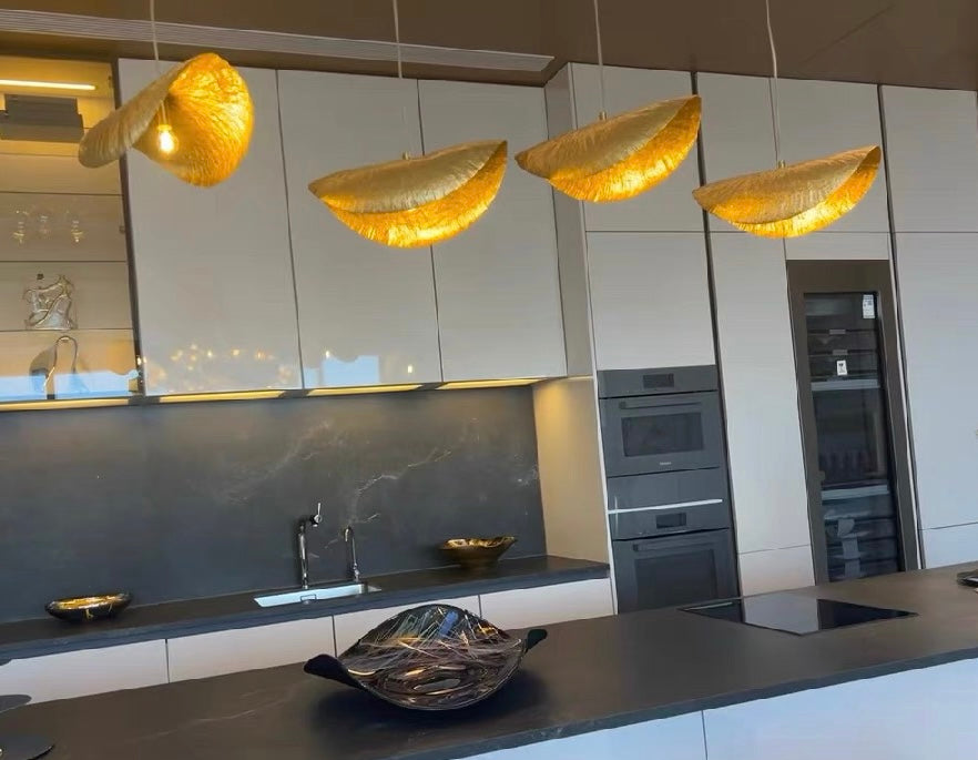 Postmodern Brass Pendant Lighting with Withered Leaf Shape, High-Quality Finish