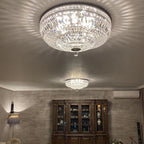 Modern 9 / 12 / 15-Light Flush Mount Crystal Chandelier in Gold / silver Finish