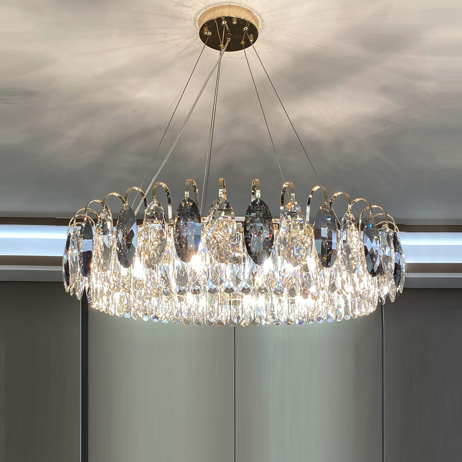 Luxurious K9 Crystal Chandelier Modern Ceiling Light Fixtures Set for Living Room / dining Room