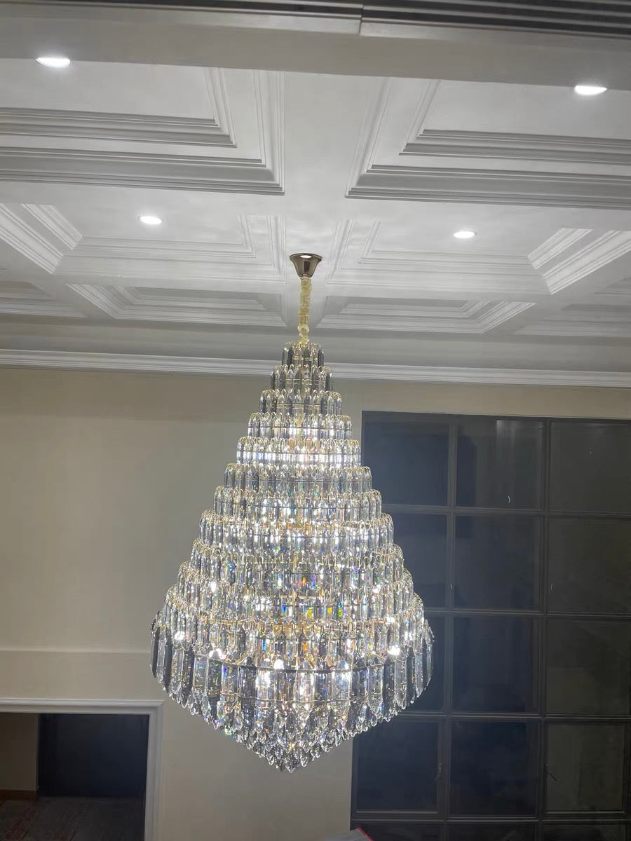 Staircase / foyer Chandelier with High Clarity Crystals Luxury Ceiling Light