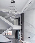 Modern Front Entryway Chandelier 3 / 4 / 5 / 6 / 7 Rings Crystal Gold / Chrome Finish Ceiling Lamp