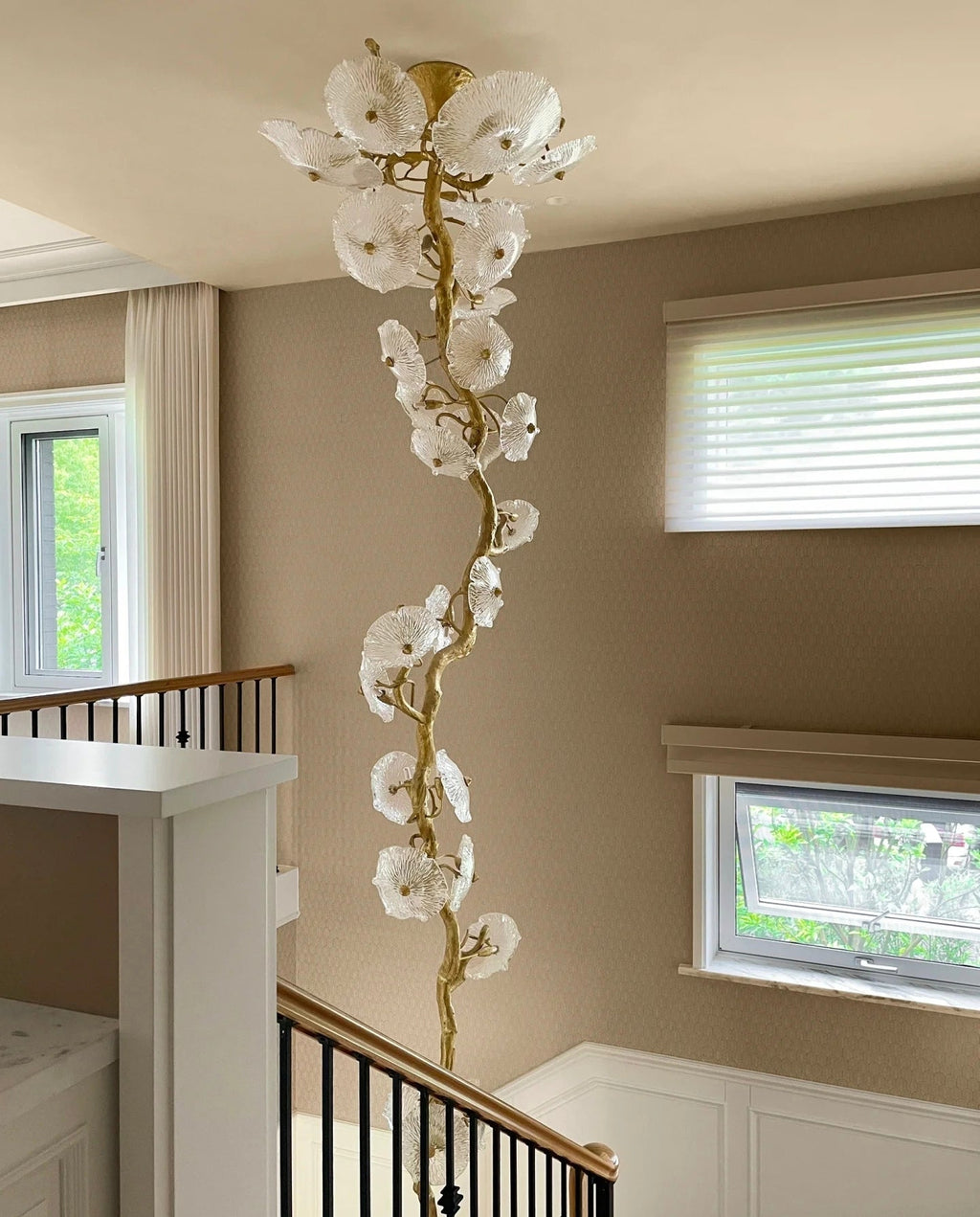 Nenufar Bonsai Staircase Crystal Chandelier for High Ceiling