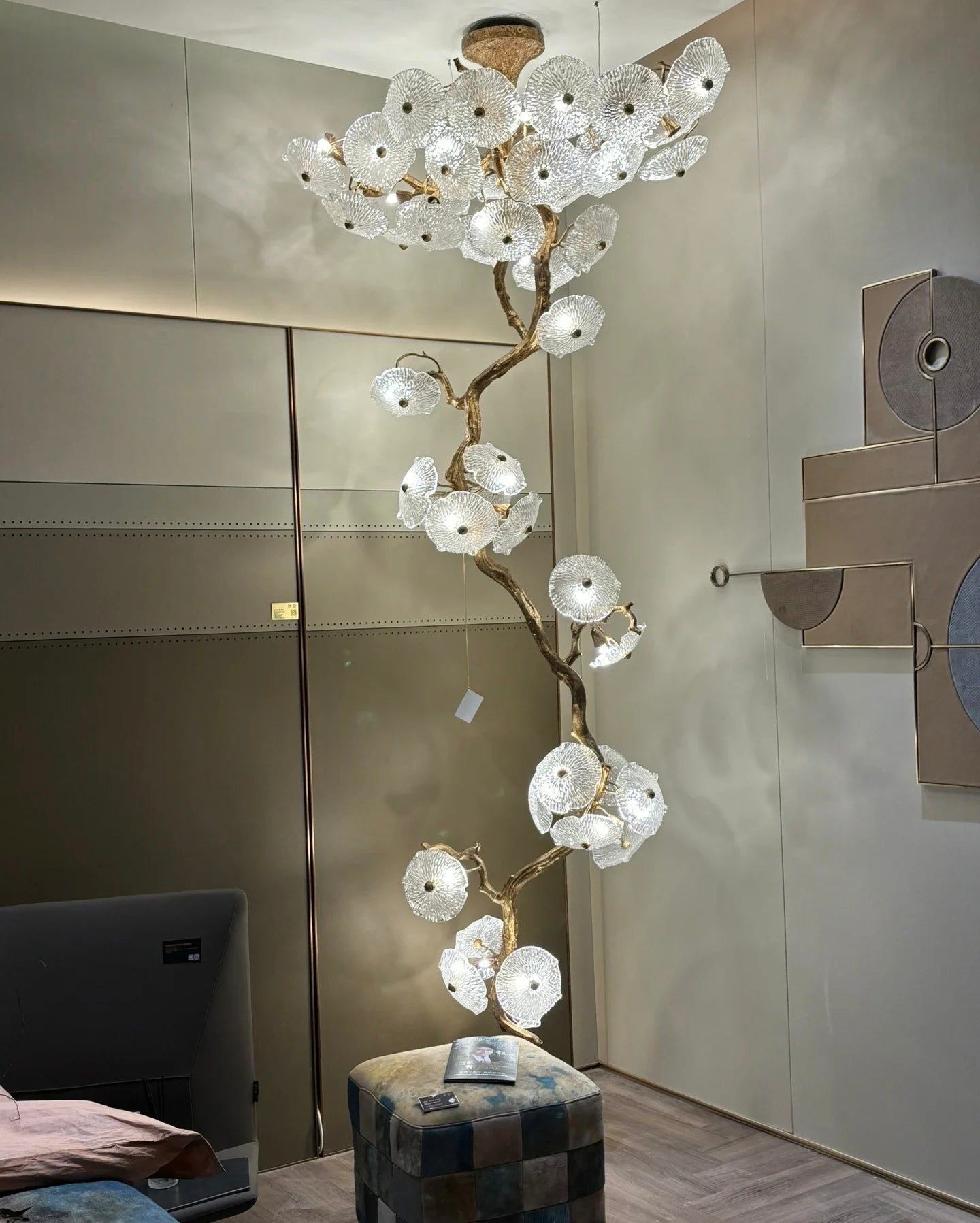 Nenufar Bonsai Staircase Crystal Chandelier for High Ceiling