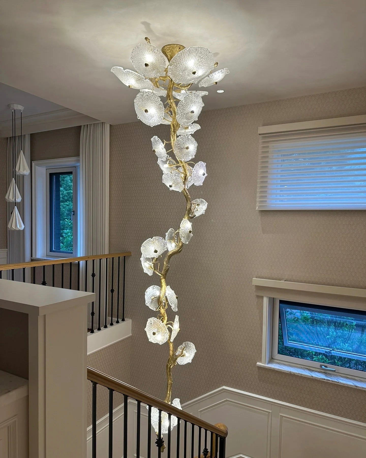 Nenufar Bonsai Staircase Crystal Chandelier for High Ceiling