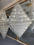 Chrome / Silver / Gold Extra Large Chandelier for Foyer Living Room Staircase Crystal Ceiling Lighting