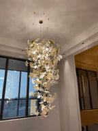 Ceramic Ginkgo Leaves Branch Flower Chandelier