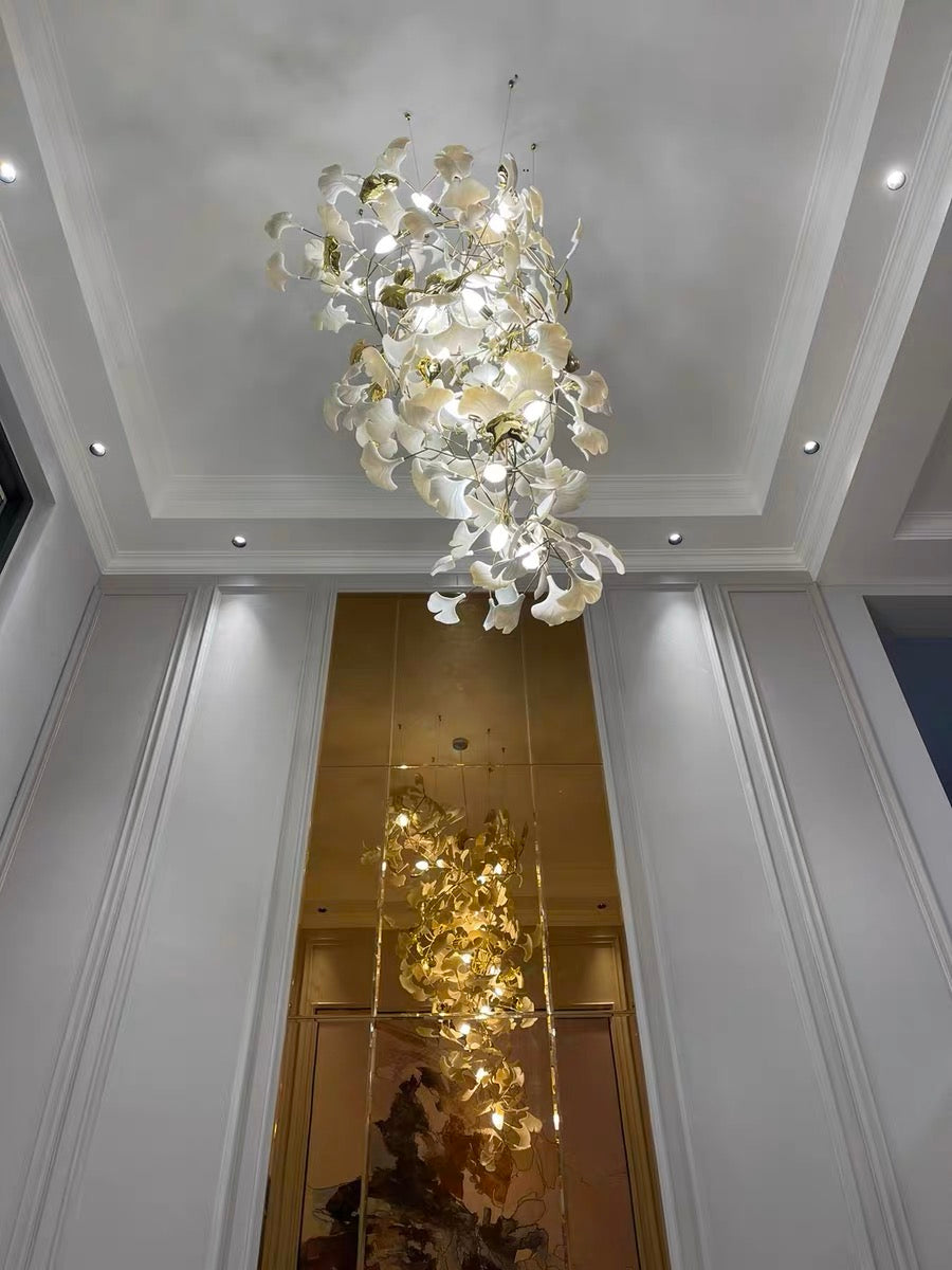 Ceramic Ginkgo Leaves Branch Flower Chandelier