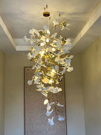 Ceramic Ginkgo Leaves Branch Flower Chandelier