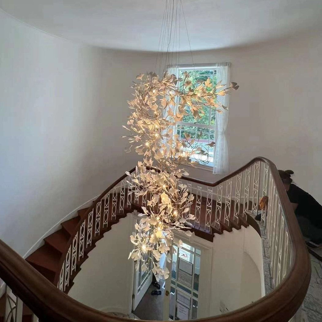 Ceramic Ginkgo Leaves Branch Flower Chandelier