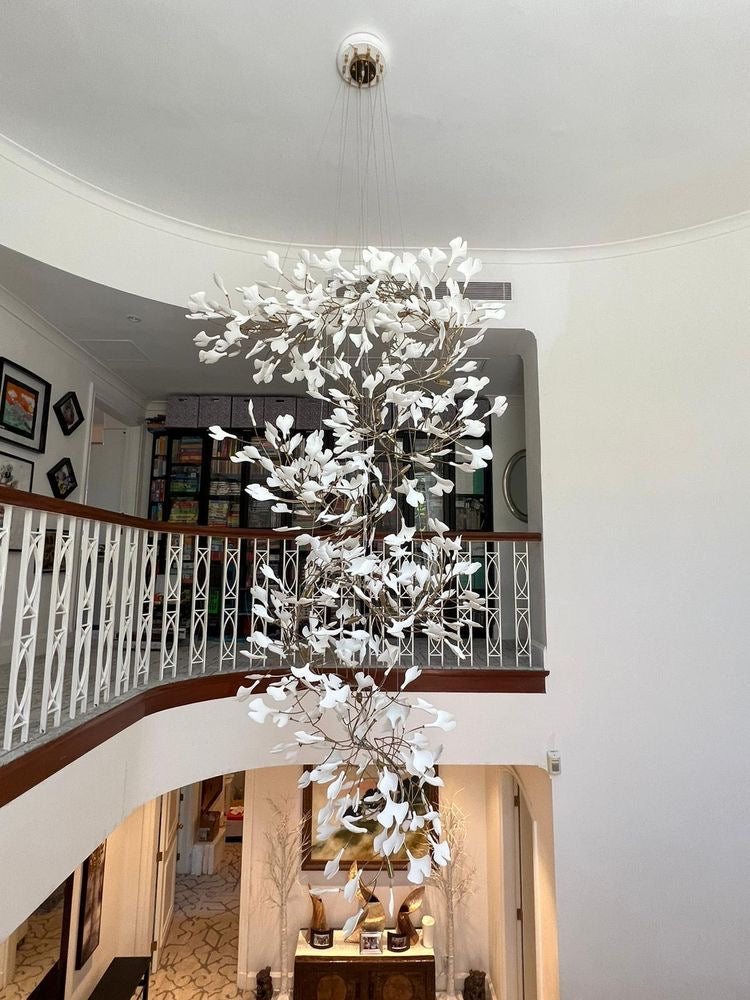 Ceramic Ginkgo Leaves Branch Flower Chandelier