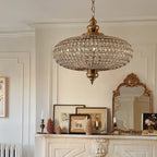 French Empire Vintage Ellipsoid Crystal Chandelier with Iron and Brass Finish for Living Room Bedroom
