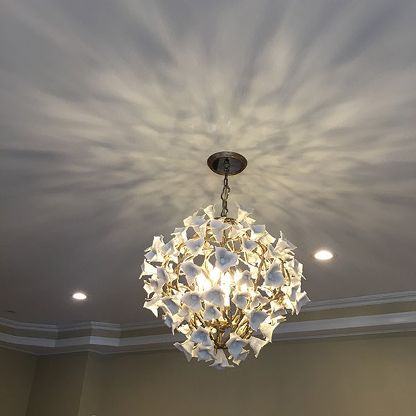 Modern Art Design Lily Ceramic Flower Chandelier for Low-Ceiling