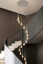 Modern Crystal Waterdrops Chandelier Foyer Staircase Ceiling Lamp Entryway Lighting