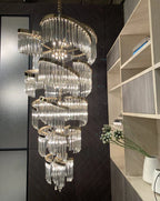 Oversized Modern Designer Creative Multi-Tiered Luxury Spiral Crystal Chandelier for