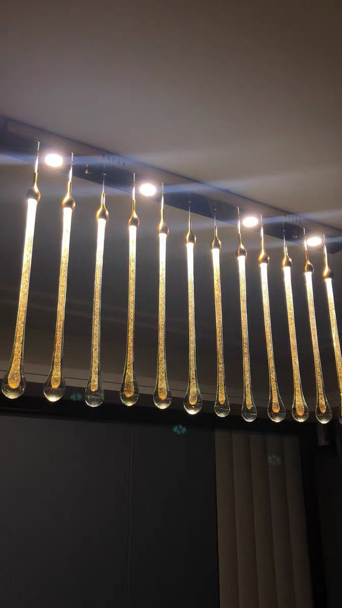 Gold Finish Glass Drops Pendant Chandelier Spiral Staircase Light with High-Quality Crystal