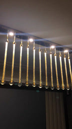 Gold Finish Glass Drops Pendant Chandelier Spiral Staircase Light with High-Quality Crystal