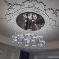 French Romantic Crystal and Glass Candle Chandelier Pendant Light with Metal Finish for Living Room Dining