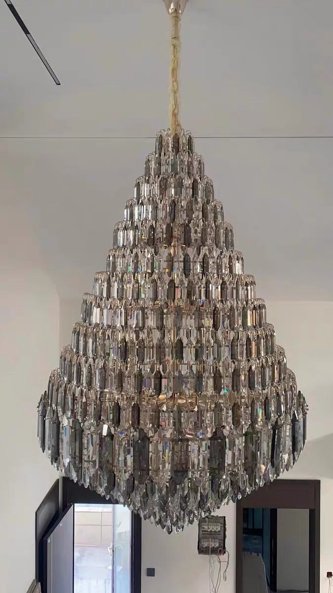 Staircase / foyer Chandelier with High Clarity Crystals Luxury Ceiling Light
