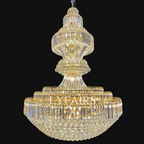 Golden Era Grand Cascade Crystal Chandelier with K9 Clear Crystals and Metal Finish for High Ceilings