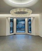 Unique Eccentric Circle Colorful Crystal Beads Chandelier Luxury Ceiling Lamp for Living / dining Room