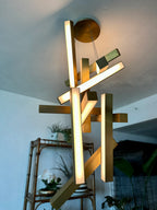 Modern Vertical Geometric Aluminum Chandelier for Staircase / foyer / high-Ceiling
