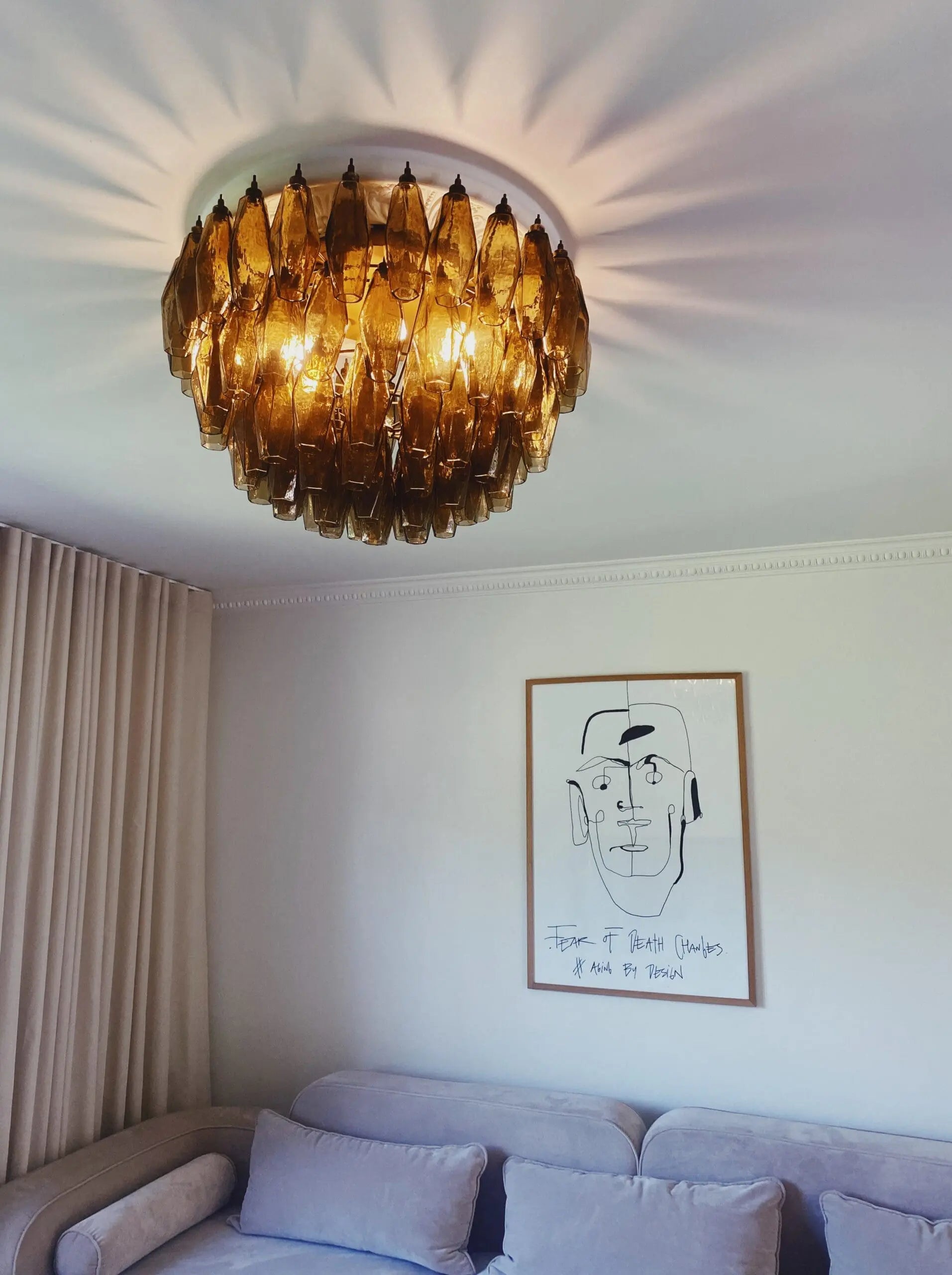 Murano Chandelier – Poliedri – 84 Glasses – Dark Smoked