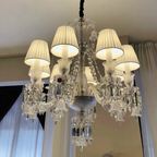 Light Luxury Classic Short Version Tiered Candle Light Crystal Chandelier for High-Ceiling Rooms / living Room