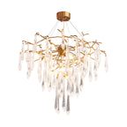 Icicle Branch Brass Crystal Chandelier