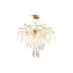 Icicle Branch Brass Crystal Chandelier