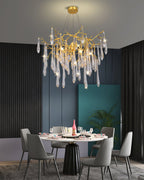 Icicle Branch Brass Crystal Chandelier
