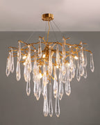 Icicle Branch Brass Crystal Chandelier