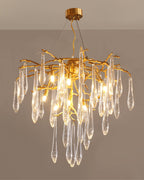 Icicle Branch Brass Crystal Chandelier