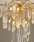 Icicle Branch Brass Crystal Chandelier