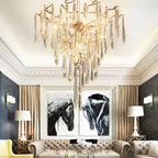Icicle Branch Brass Crystal Chandelier